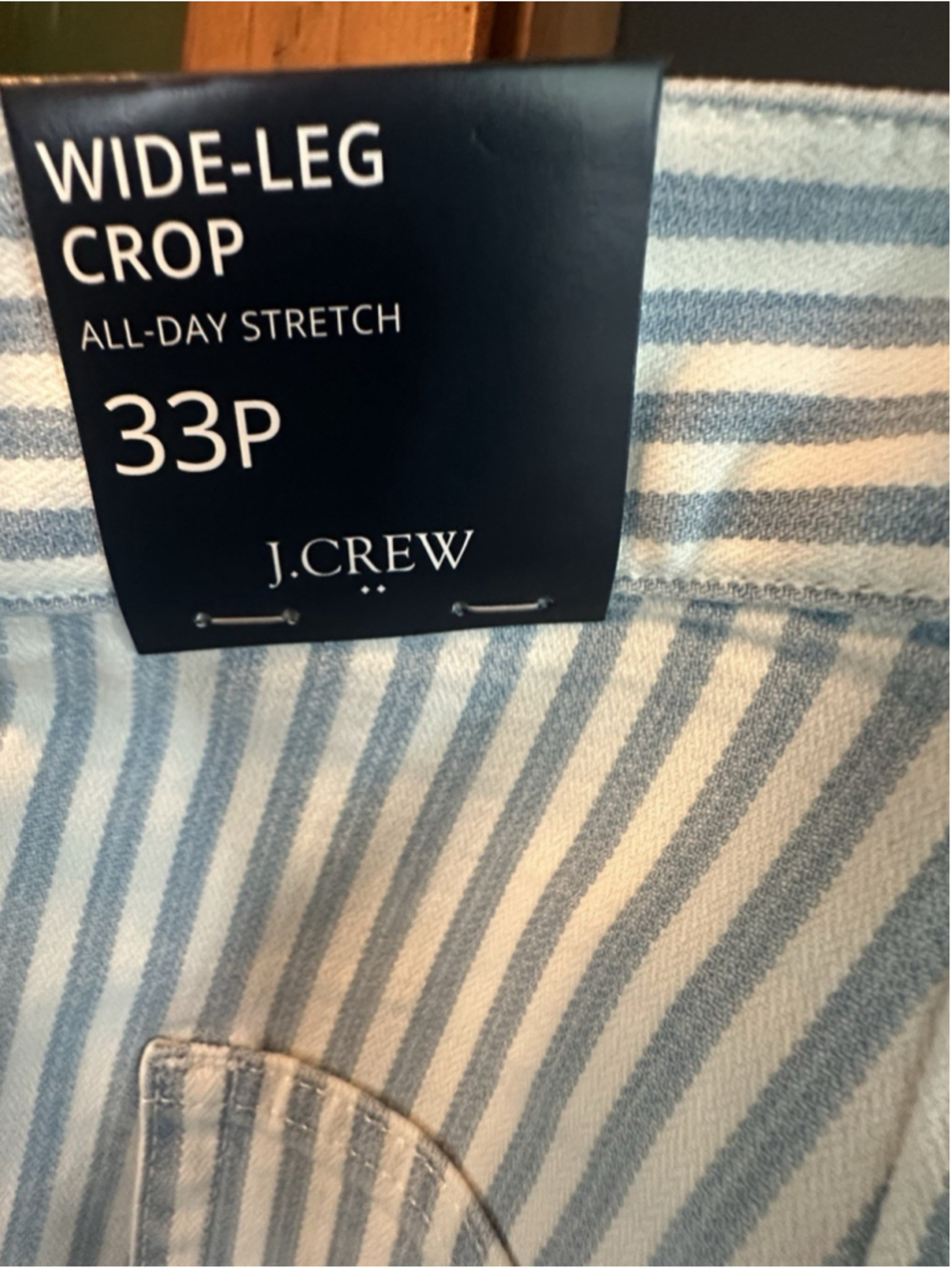 NWT J.Crew Striped High-Rise Wide-Leg Cropped Pants Women's 33P Blue White $118 - Picture 6 of 7